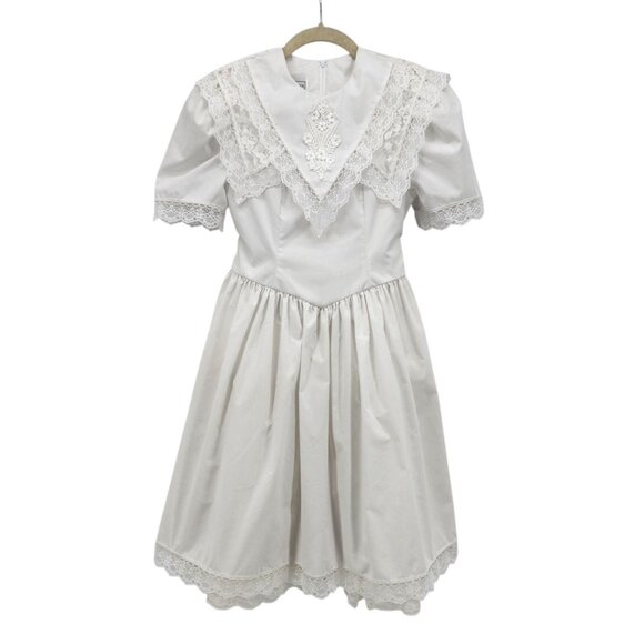 Vintage Jessica McClintock Girls 10 Dress White Lace Flower Girl First Communion - Picture 1 of 14